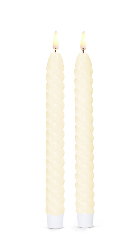 8.5” Ivory Twist Taper Candles