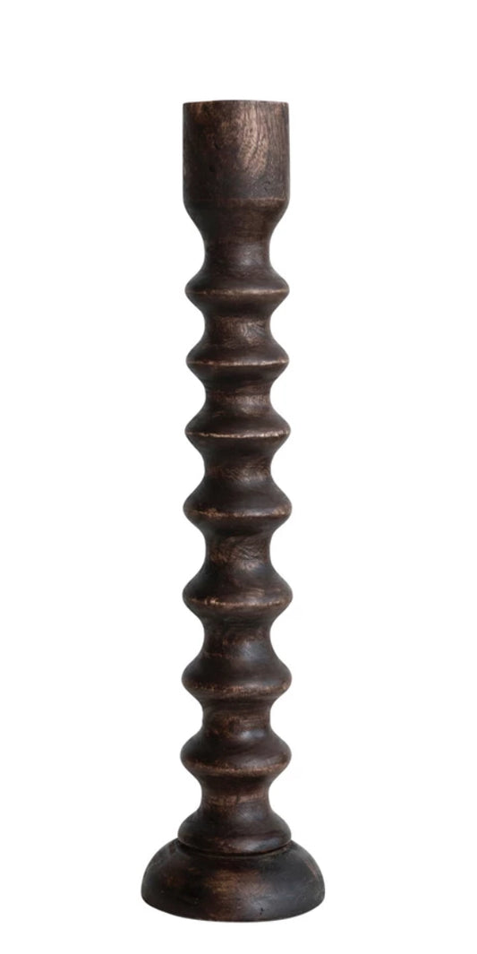 Hand-Carved Mango Wood Taper Holder