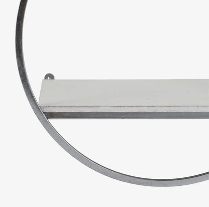 12” Silver Metal/White Wood Wall Shelf
