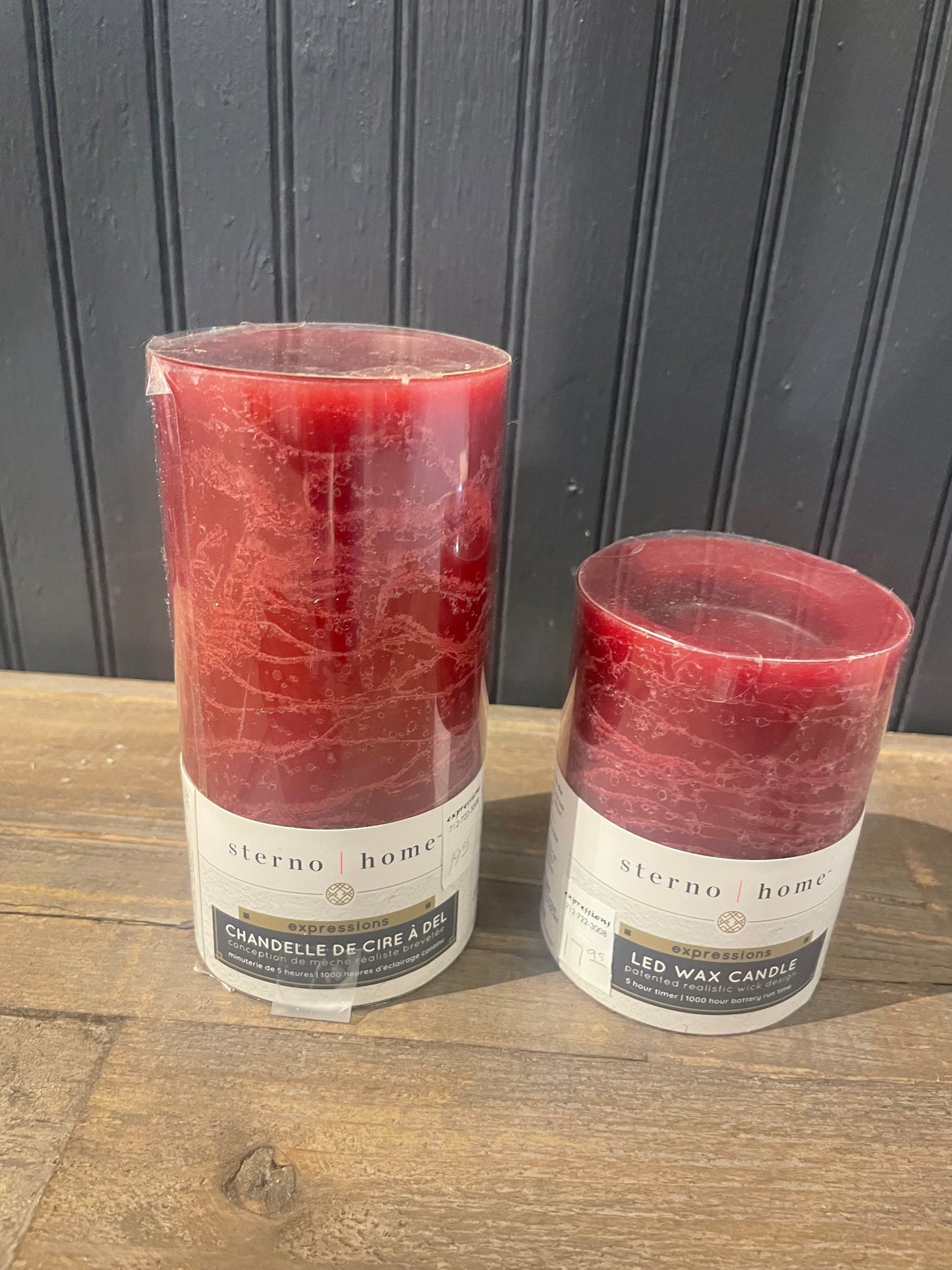 Sterno Burgundy LED Wax Candle-3”x6”