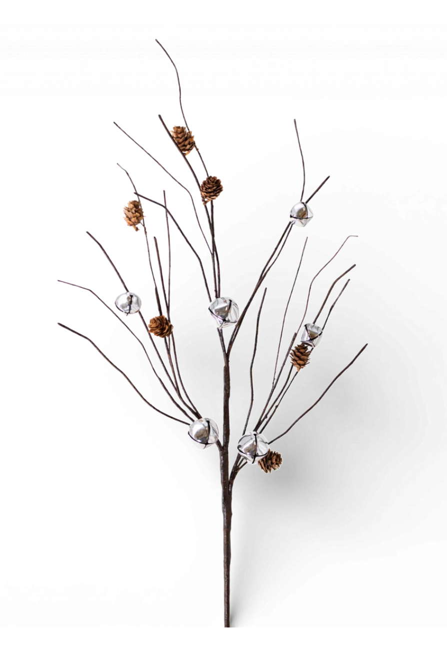 32” Silver Bell/Pinecone Spray