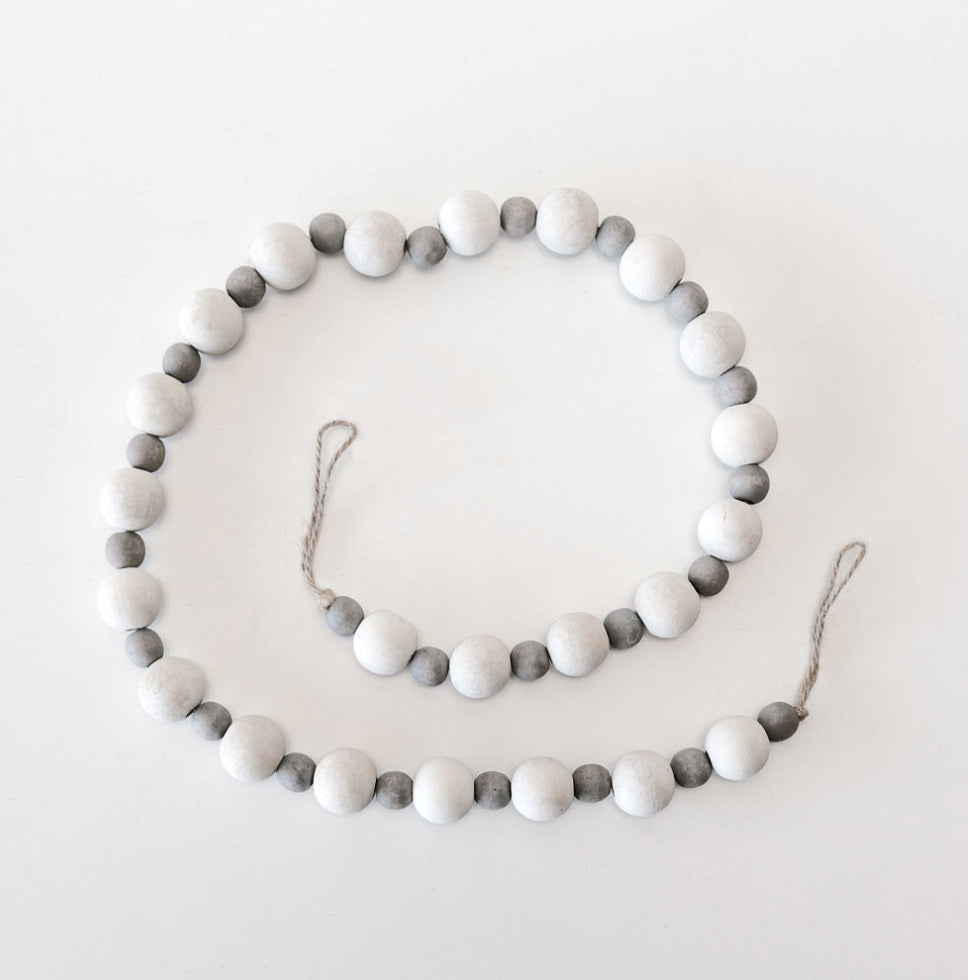 White/Grey Wood Bead Garland