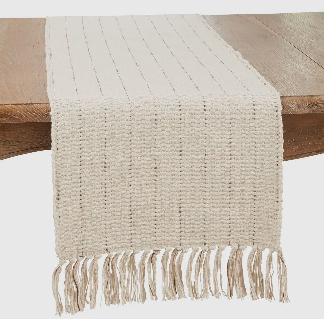 Stripe Sophistication Fringe Tassels Table Runner