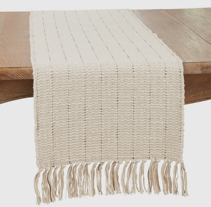 Stripe Sophistication Fringe Tassels Table Runner