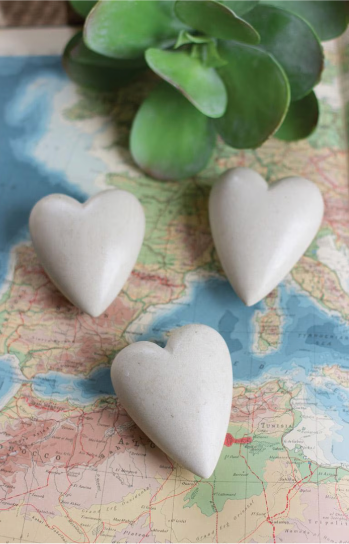 Hand Carved White Heart Stone