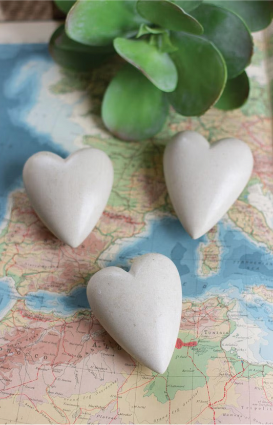 Hand Carved White Heart Stone