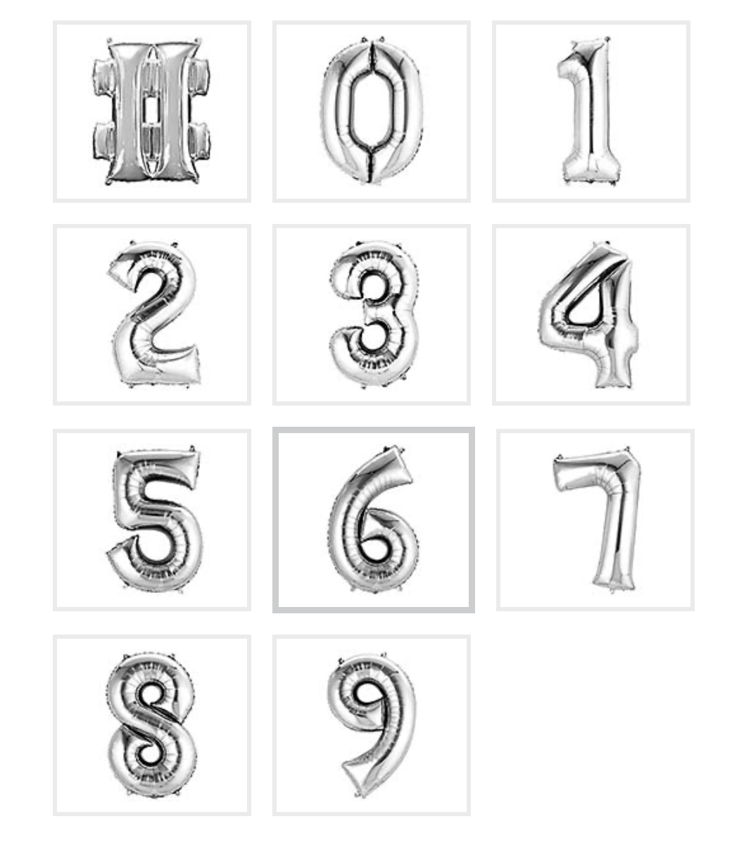 34” Gold/Silver Number Balloons 0-9