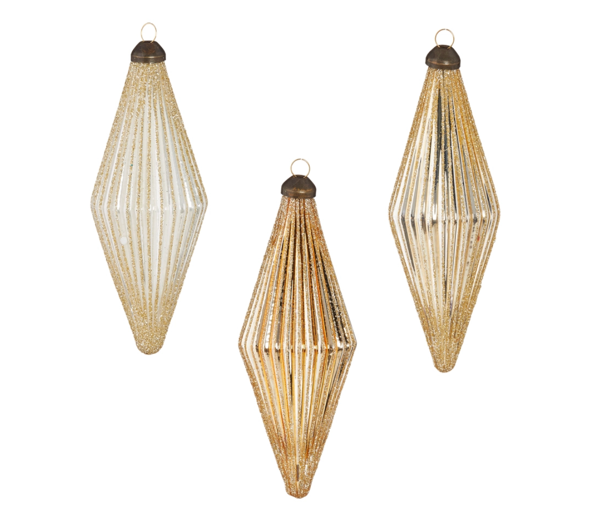 5.5” Glittered Diamond Ribbed Ornament