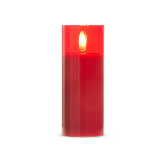 2”x5” Red Glass Red Pillar Candle