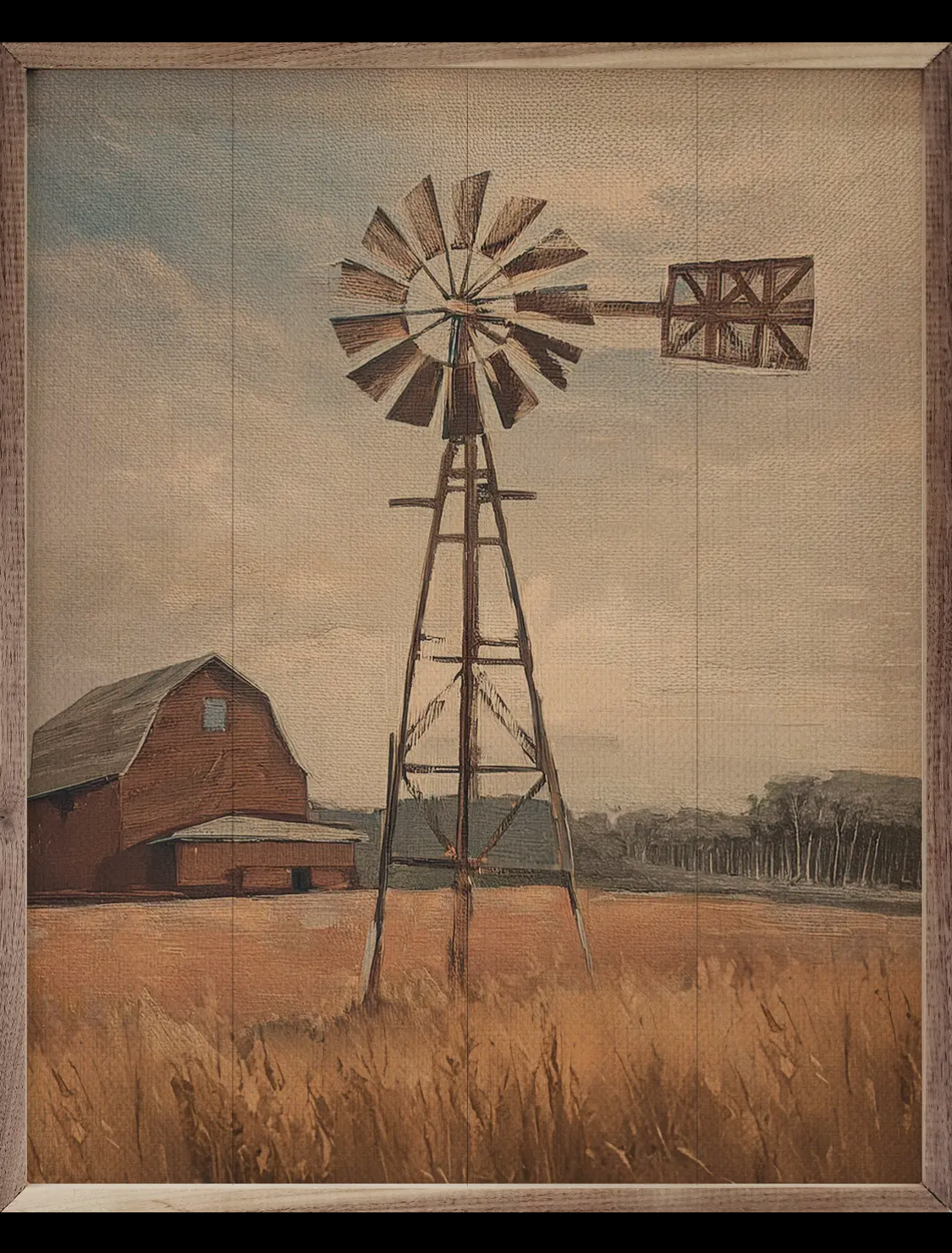 8” x 10” Windmill with Red Barn