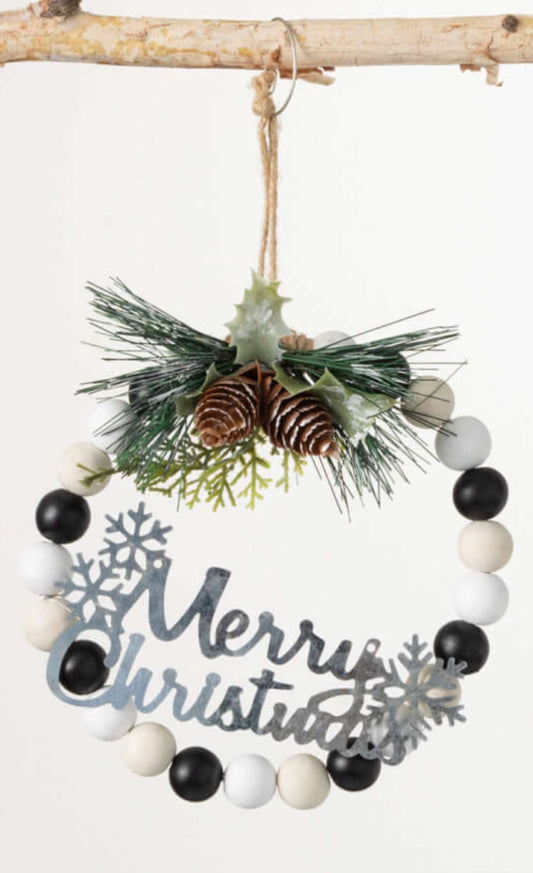 Wood Bead Wreath Ornament