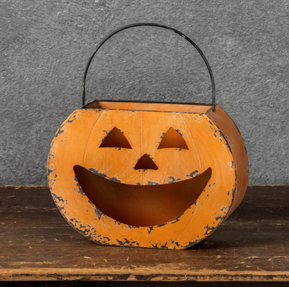 10” Happy Jack O Lantern Metal Bucket