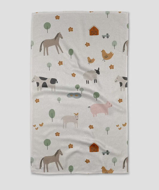 Light Farm Animals Tea Towel
