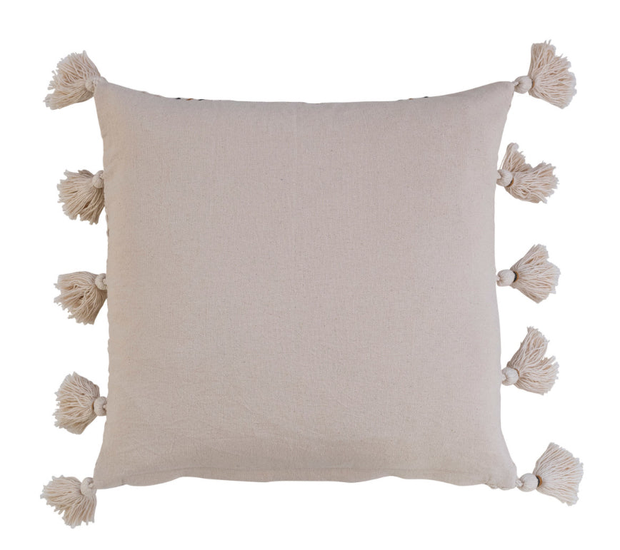 Woven Pillow w/Embroidery & Tassels