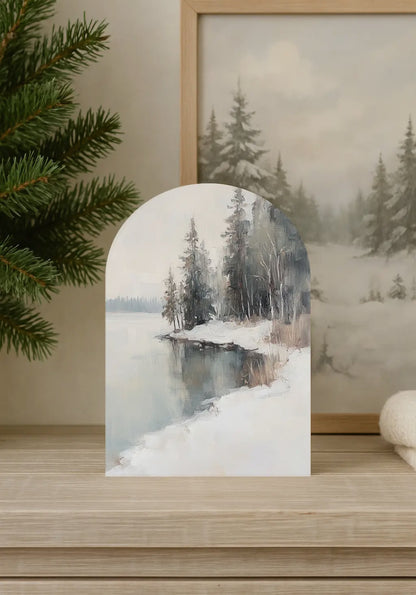 6”x4” Snowy Forest Arch Wood Print