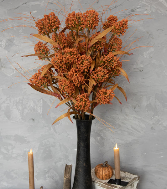 32” Orange PomPom Spray