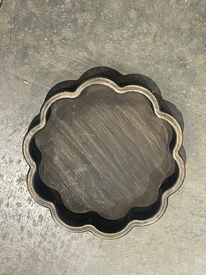 Black Wooden Scalloped Tray