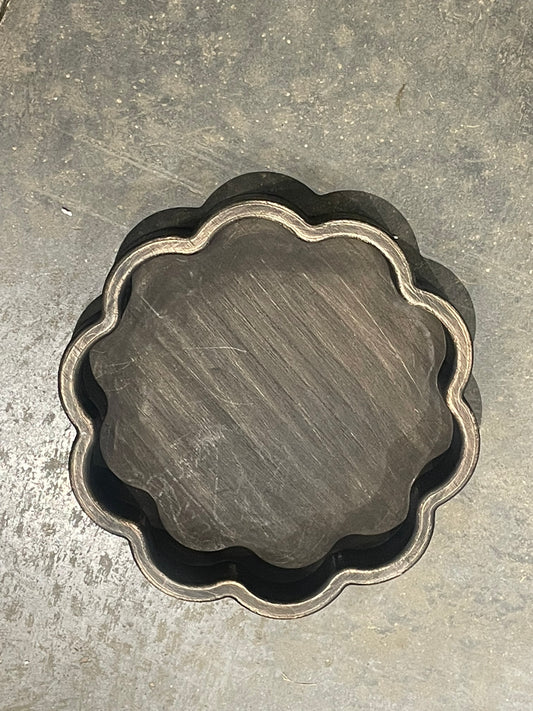 Black Wooden Scalloped Tray