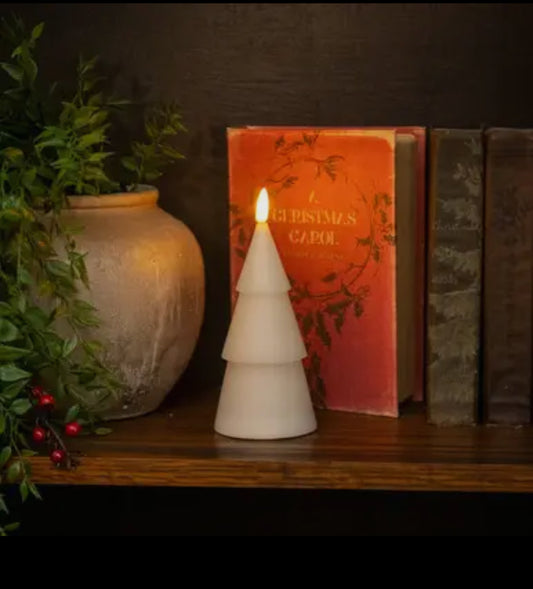 7” Cream 3D Flame Smooth Tree Candle