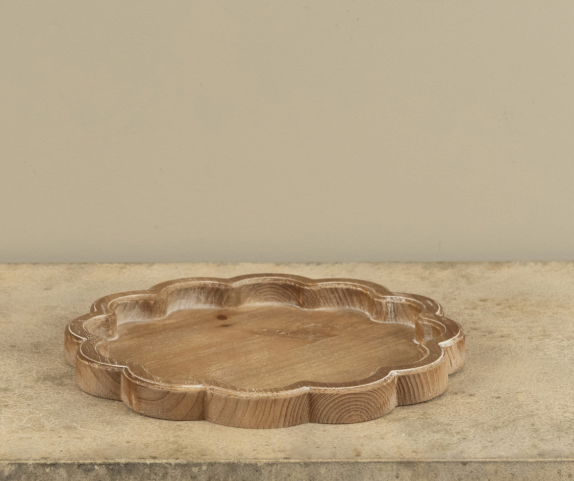 11.25” Scalloped Wood Tray