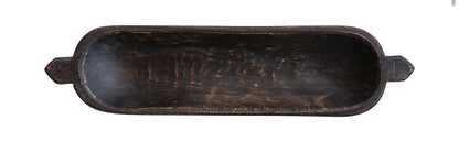 Black Found Decorative Wood Trug w/Handles