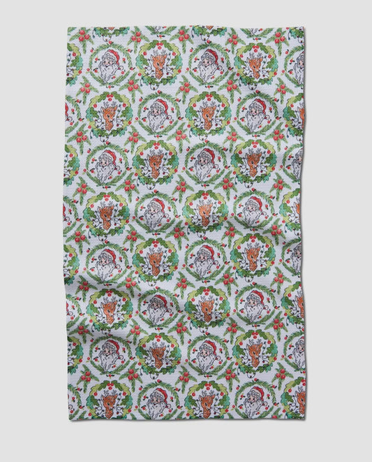 Berry Retro Holiday Tea Towel