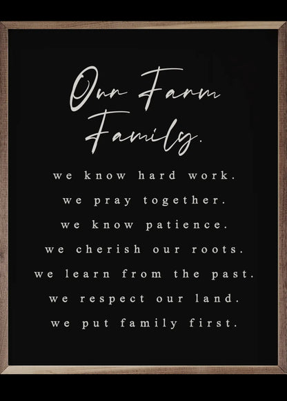 Our Farm Family Values Black