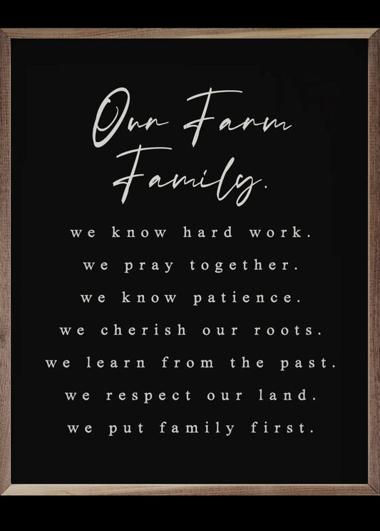 Our Farm Family Values Black