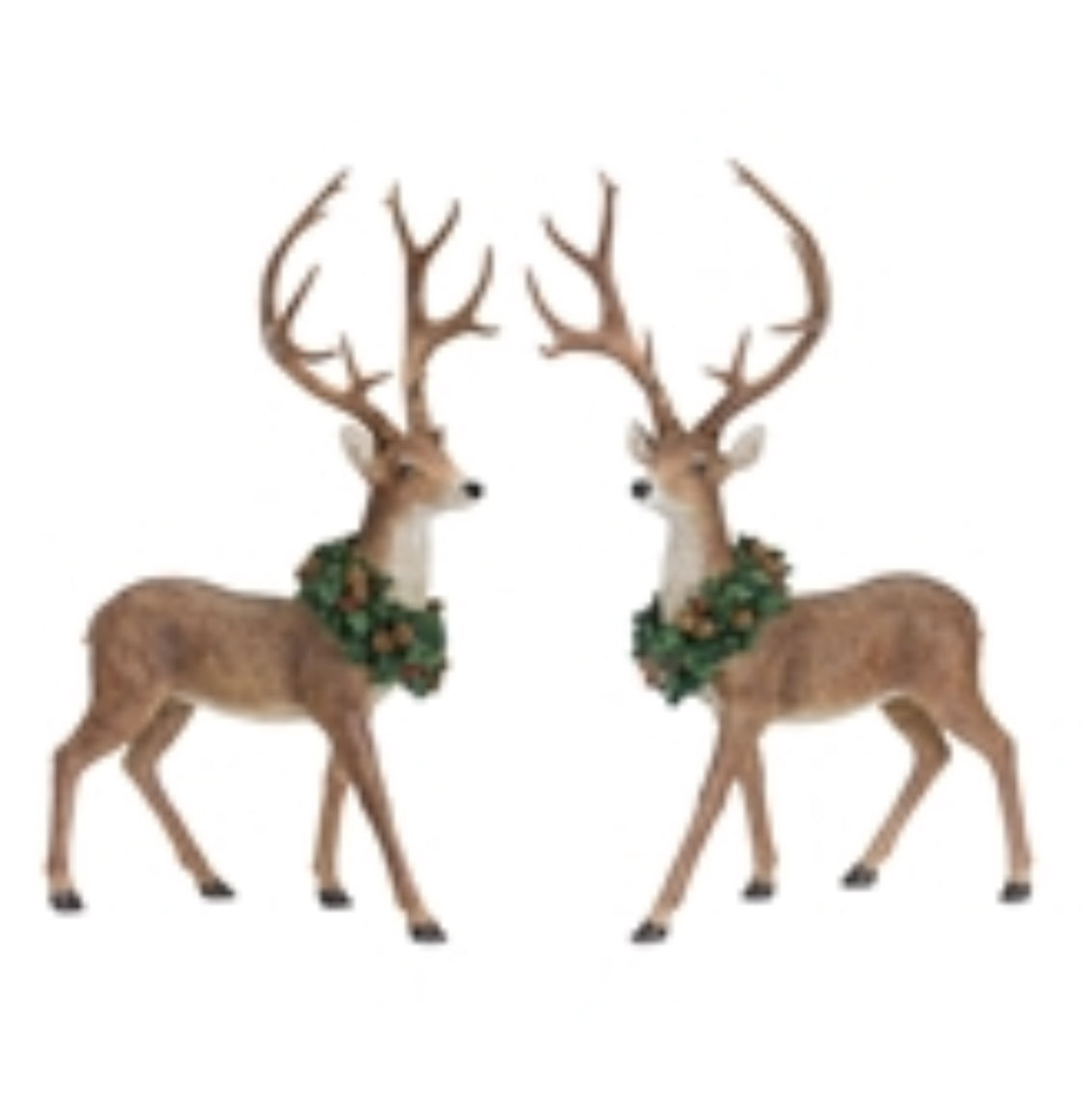 28” Resin Deer With Wreath-2 Asst