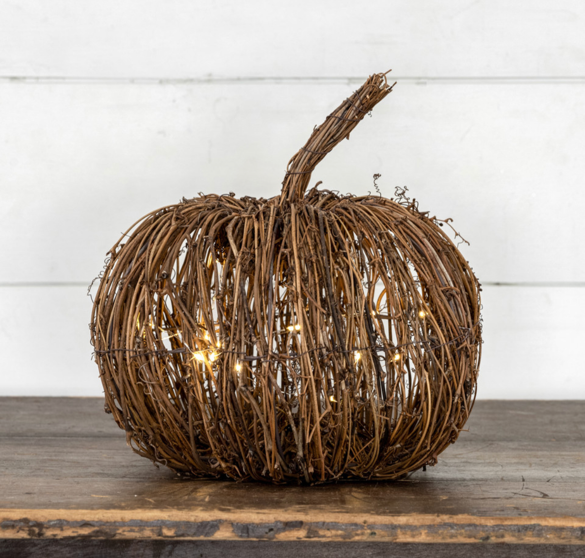 11.5” Lighted Rattan Pumpkin