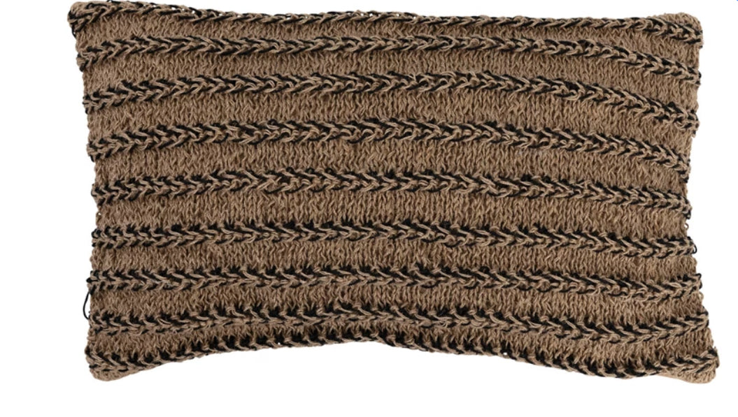 Woven Jute & Cotton Macrame Lumbar Pillow