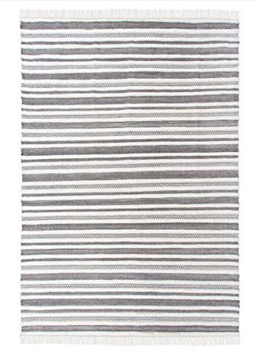 Textured Stripe Pattern Wool Rug