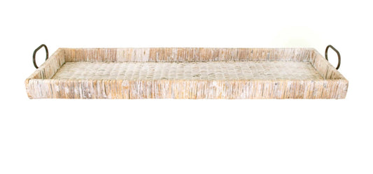 Rattan Tray w/ Metal Handles, Natural