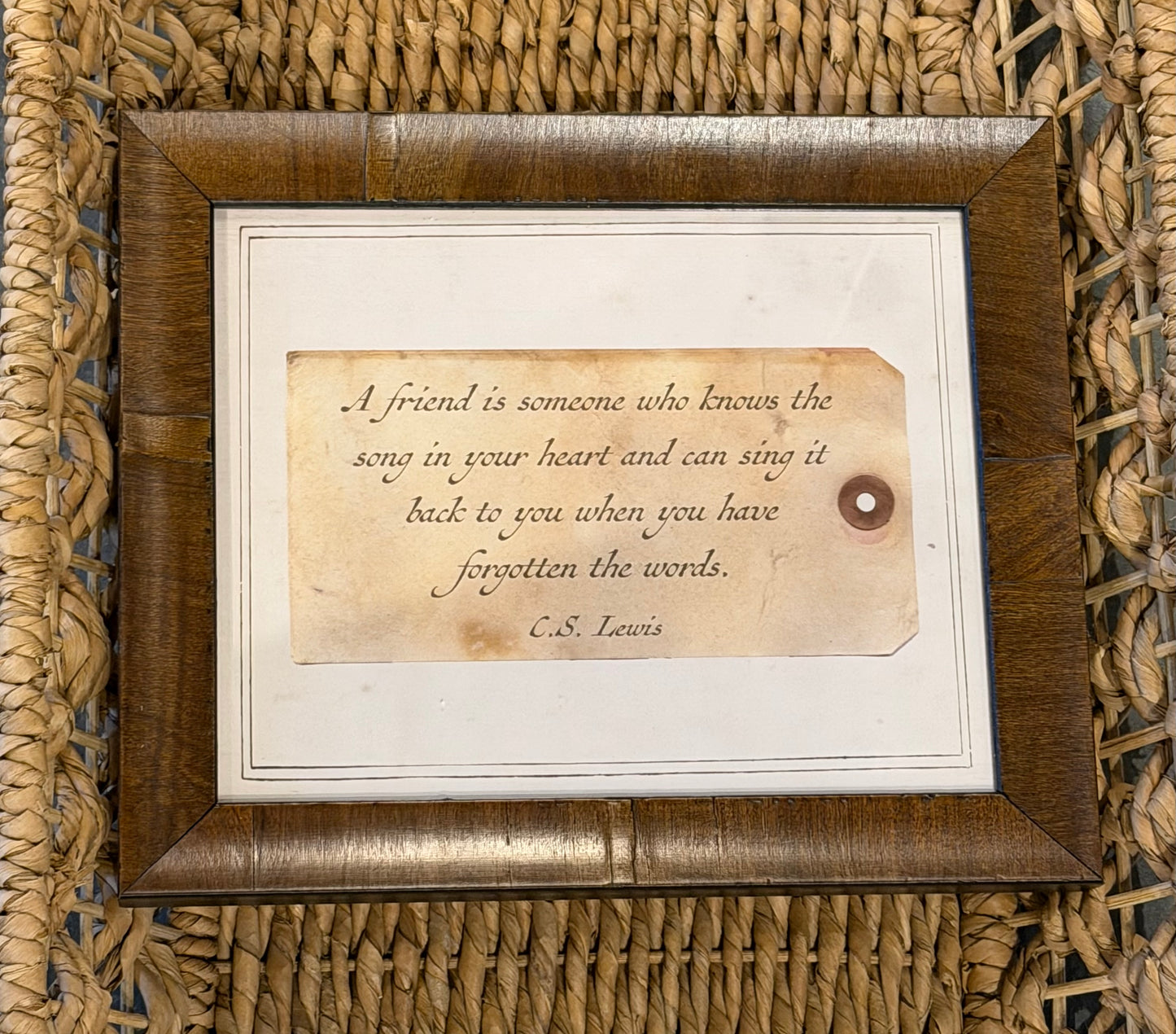 8” x 10” C.S. Lewis Friend Quote On Sepia Tag