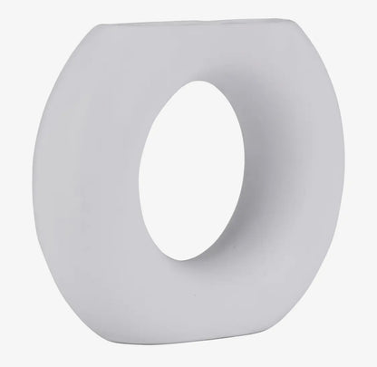 5” White Ceramic Round Cut-Out Vase