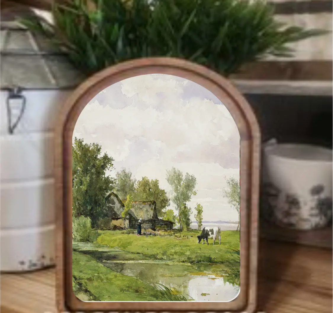 6” x 8” Arch Top Creekside Farmhouse Framed Art