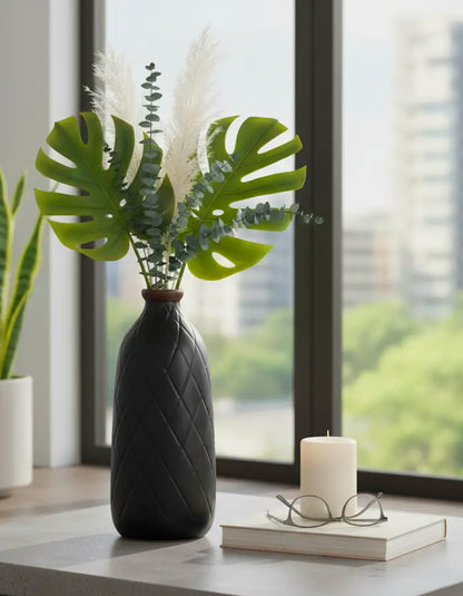 16” Ceramic Textured Diamond Vase