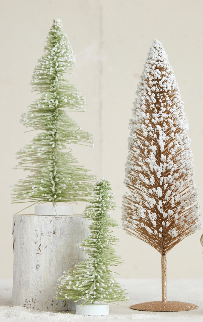 10-1/2” Bottle Brush Tree w/ Glitter & Beads