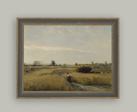 Harvest Landscape Framed Antique Art