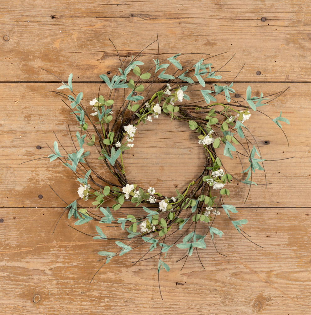 14” Cream Boxwood & Wildflower Vine Candle Ring