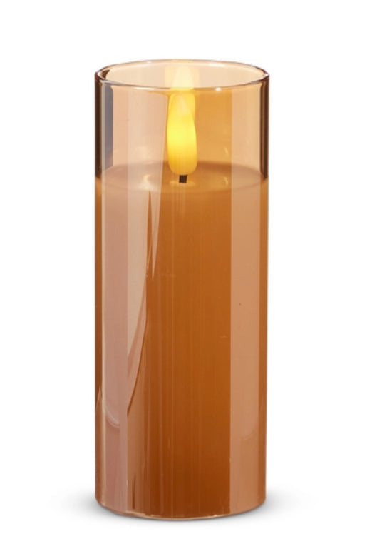 2”x5” Gold Glass Ivory Pillar Candle