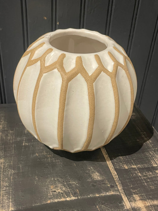 5.75” White/Natural Geometry Vase