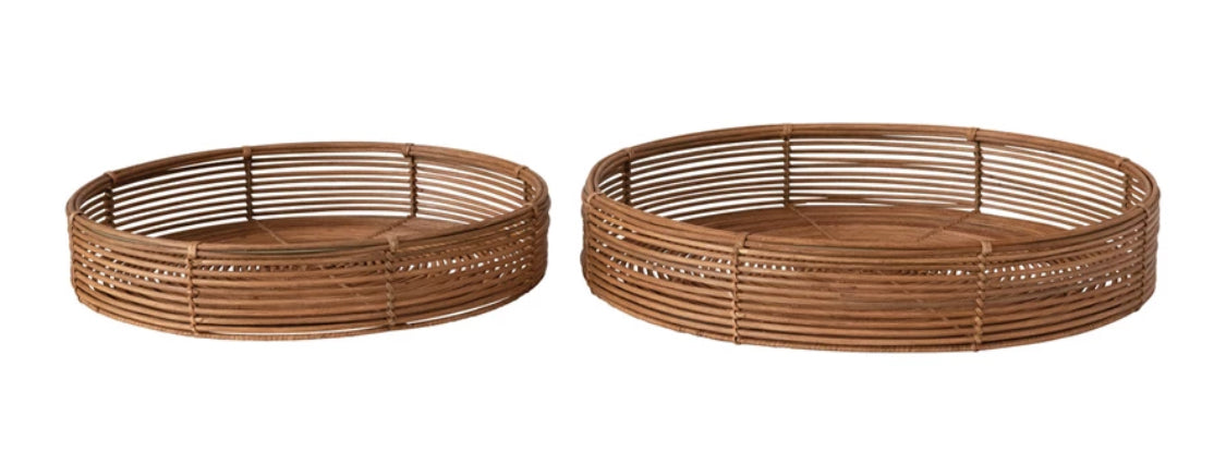 Hand-Woven Rattan Tray, Small