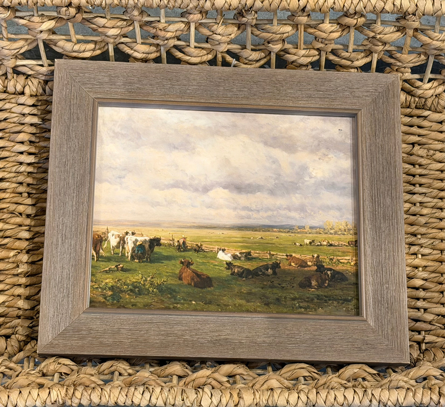 8” x 10” Vintage cow landscape oil painting