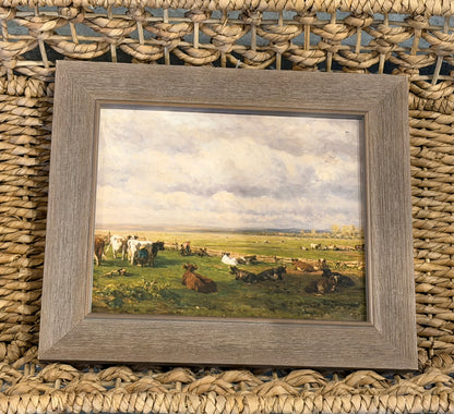 8” x 10” Vintage cow landscape oil painting
