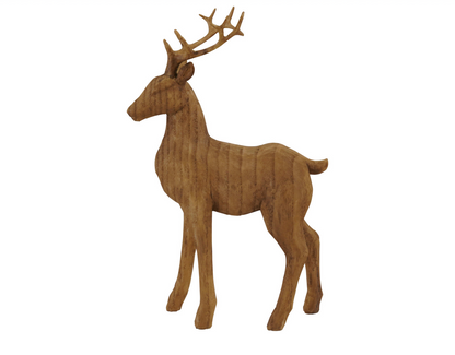 9-1/2”H Resin Deer-Wood Finish