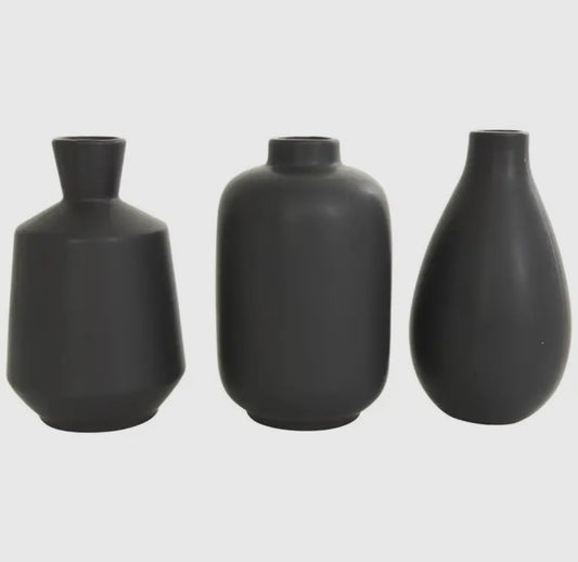 Minimalistic Matte Black Ceramic Vase-3 Asst.