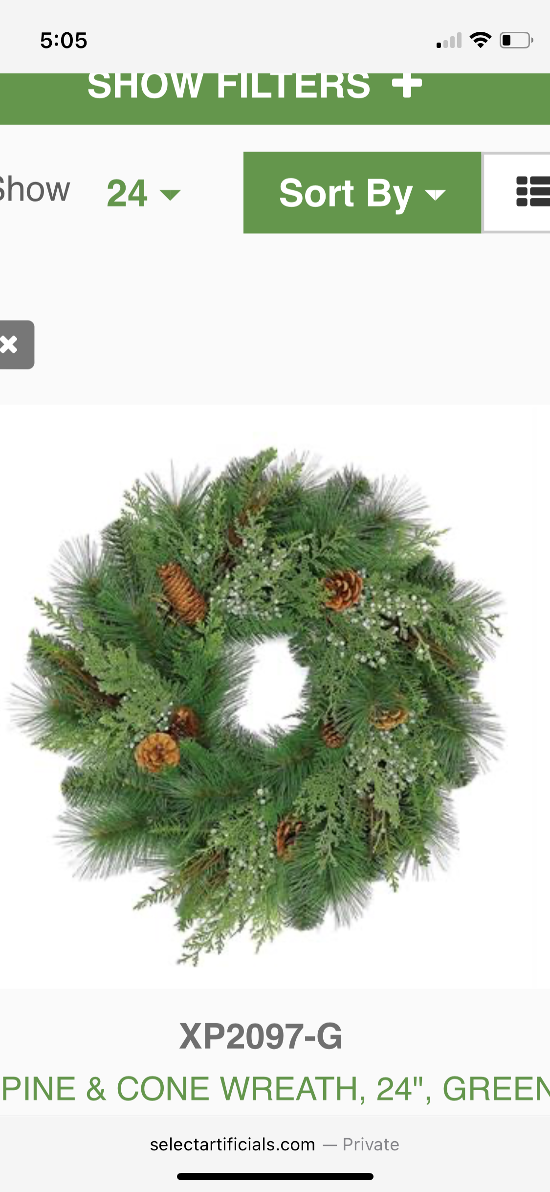 24” Cedar, Pine & Cone Wreath