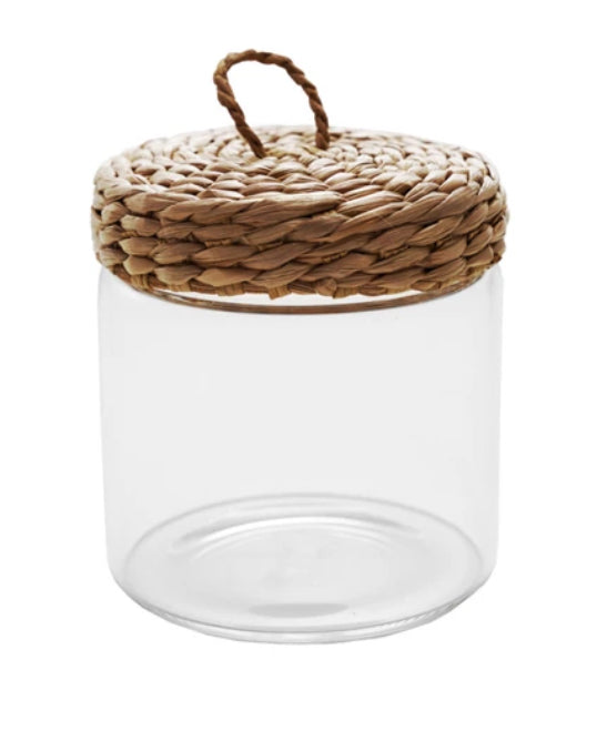 Glass Jar w/Woven Grass Lid