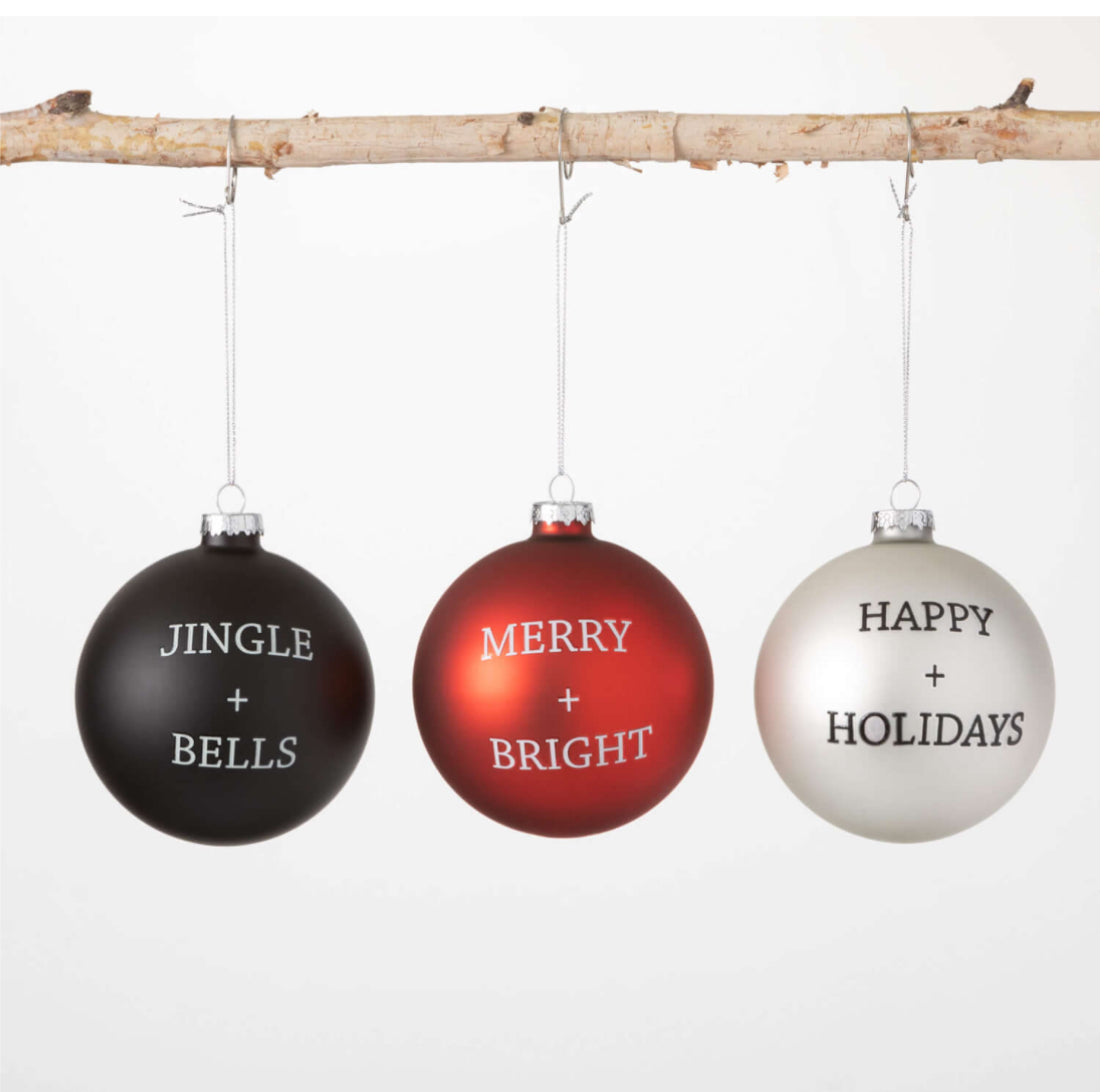 Holiday Text Ball Ornament